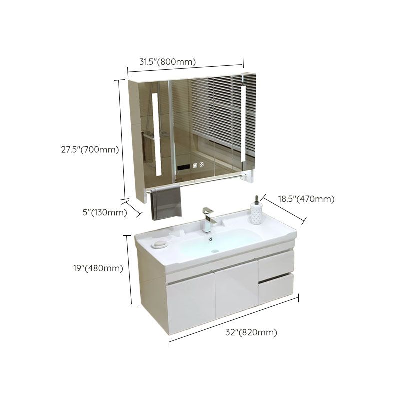 Modern Wall Mount Bathroom Sink Vanity with Faucet Sink Mirror Clearhalo 'Bathroom Remodel & Bathroom Fixtures' 'Bathroom Vanities' 'bathroom_vanities' 'Home Improvement' 'home_improvement' 'home_improvement_bathroom_vanities' 1200x1200_2f423011-a368-4e34-8054-573bf27fba19