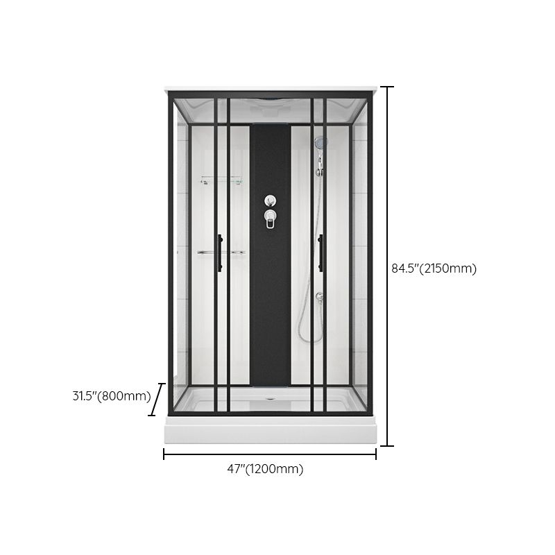 Shower Stall Black Framed Double Sliding Rectangle Shower Stall Clearhalo 'Bathroom Remodel & Bathroom Fixtures' 'Home Improvement' 'home_improvement' 'home_improvement_shower_stalls_enclosures' 'Shower Stalls & Enclosures' 'shower_stalls_enclosures' 'Showers & Bathtubs' 1200x1200_2f43610f-396c-40cd-8635-9181889e1f8c