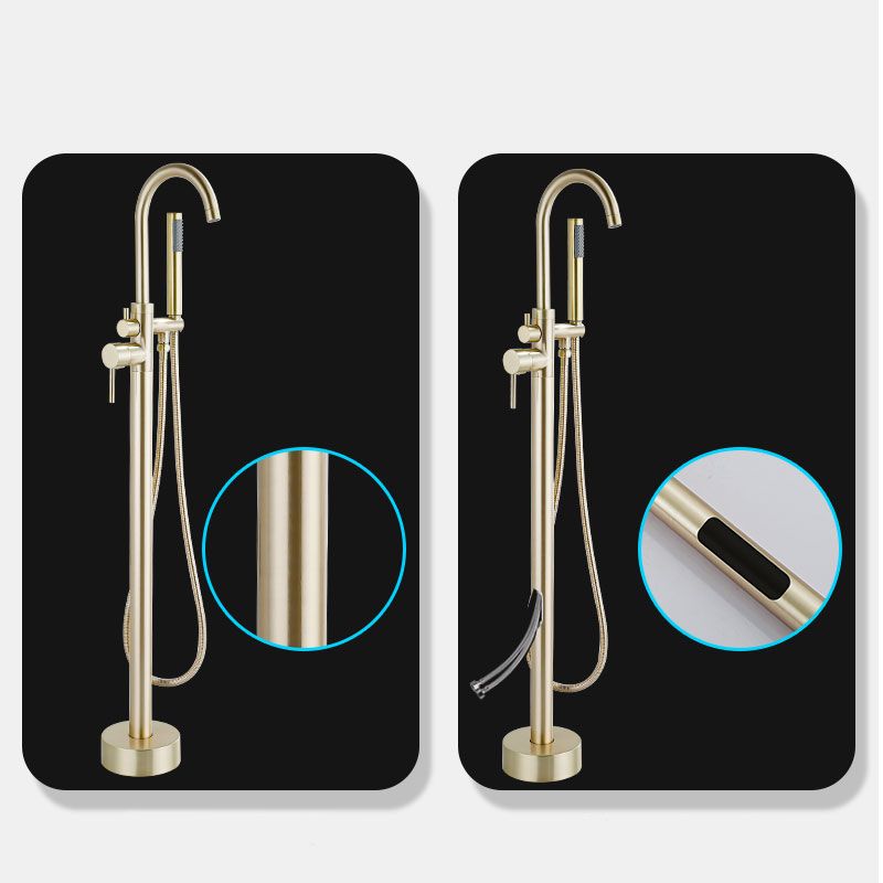 Modern Gold Bath Faucet Trim Floor Mounted High Arc Tub Faucet Clearhalo 'Bathroom Remodel & Bathroom Fixtures' 'Bathtub Faucets' 'bathtub_faucets' 'Home Improvement' 'home_improvement' 'home_improvement_bathtub_faucets' 1200x1200_2f46accd-c594-440c-8adb-e8be604249b8