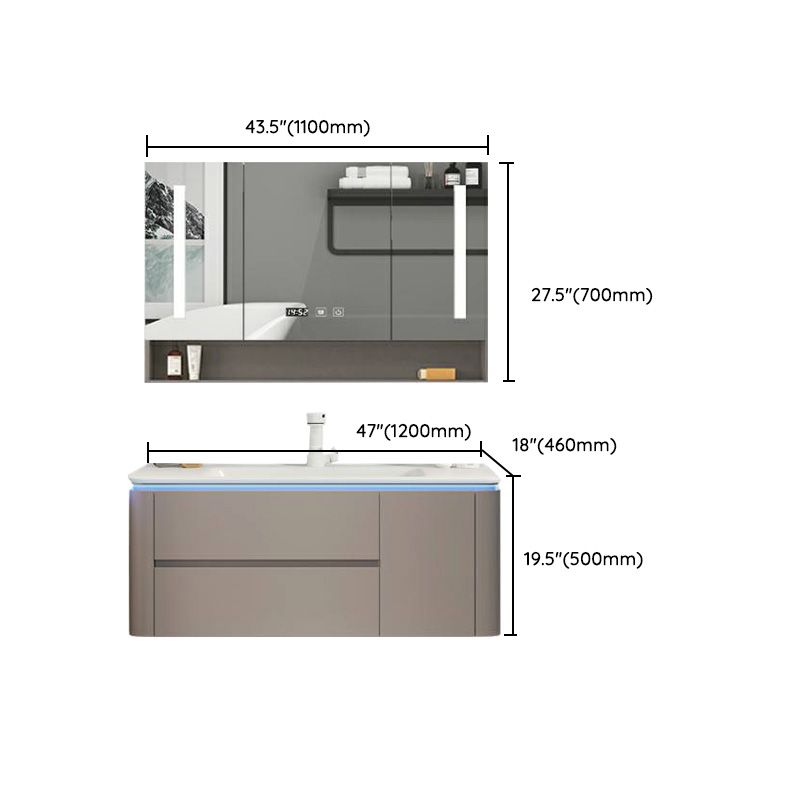 Modern Sink Vanity Ceramic Top Wall-Mounted with Soft Close Door Clearhalo 'Bathroom Remodel & Bathroom Fixtures' 'Bathroom Vanities' 'bathroom_vanities' 'Home Improvement' 'home_improvement' 'home_improvement_bathroom_vanities' 1200x1200_2f47e091-d3ca-4abe-a089-73c027381a65