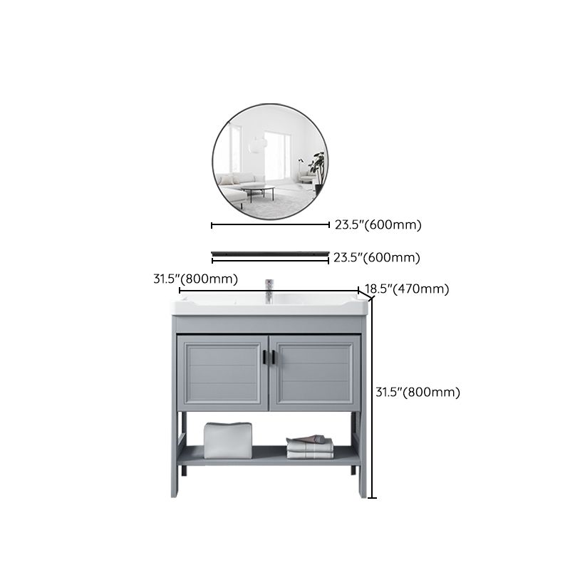 Shelving Included Vanity Grey Single Sink Mirror Freestanding Vanity with 2 Doors Clearhalo 'Bathroom Remodel & Bathroom Fixtures' 'Bathroom Vanities' 'bathroom_vanities' 'Home Improvement' 'home_improvement' 'home_improvement_bathroom_vanities' 1200x1200_2f534767-52da-4a85-aa60-3cb36c73eaa4