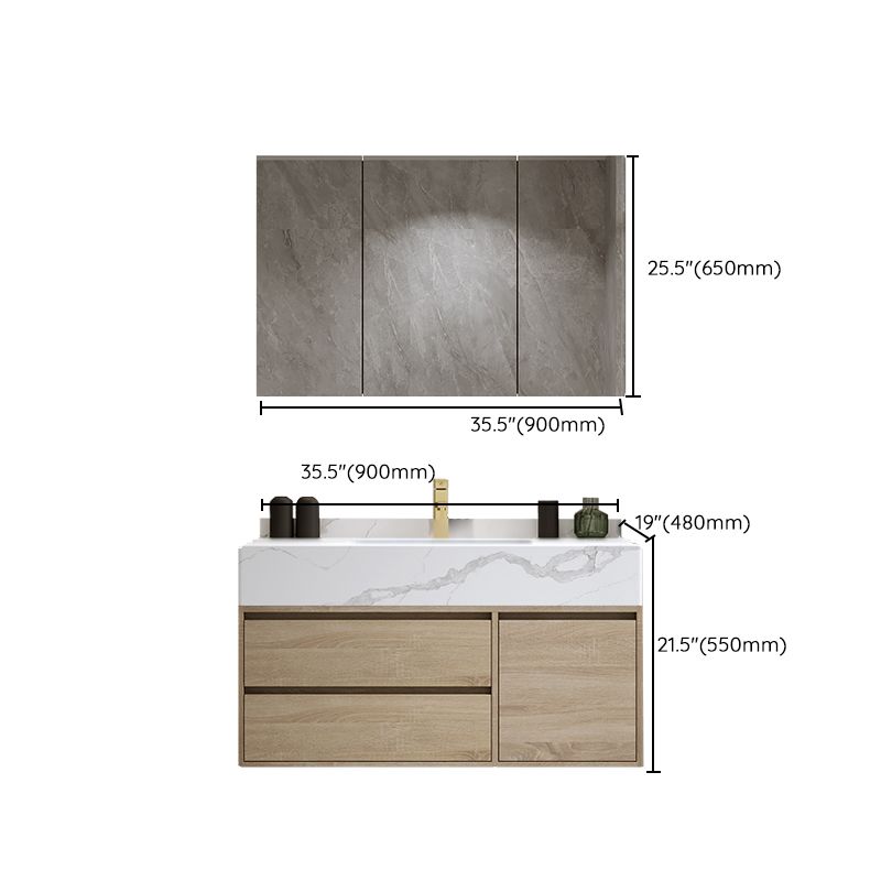 Modern Wall Mount Bathroom Vanity Set Wood Sink Vanity with Mirror Clearhalo 'Bathroom Remodel & Bathroom Fixtures' 'Bathroom Vanities' 'bathroom_vanities' 'Home Improvement' 'home_improvement' 'home_improvement_bathroom_vanities' 1200x1200_2f64b7b6-073f-479a-98a8-e888337edd57