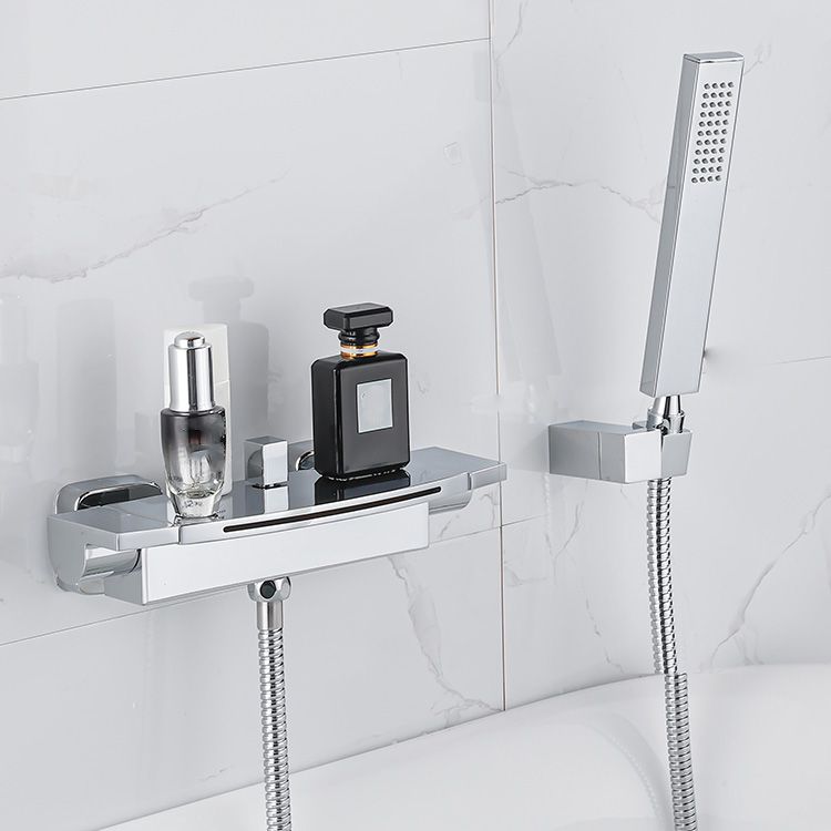 Two Handle Bathroom Faucet Wall Mounted Fixed Tub Faucet Trim Clearhalo 'Bathroom Remodel & Bathroom Fixtures' 'Bathtub Faucets' 'bathtub_faucets' 'Home Improvement' 'home_improvement' 'home_improvement_bathtub_faucets' 1200x1200_2f69f9c4-55ea-4168-bbe7-1492c0cb1ab9