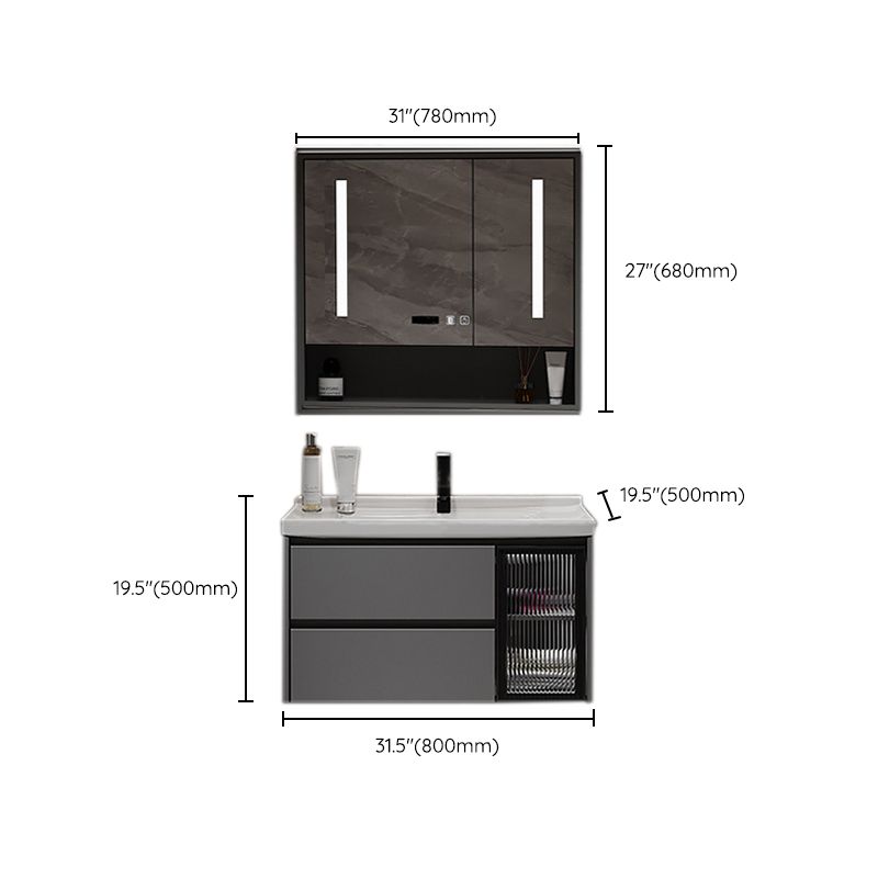 Contemporary Sink Vanity Bathroom Vanity Cabinet with Mirror Cabinet Clearhalo 'Bathroom Remodel & Bathroom Fixtures' 'Bathroom Vanities' 'bathroom_vanities' 'Home Improvement' 'home_improvement' 'home_improvement_bathroom_vanities' 1200x1200_2f7436a8-128d-4e7d-a890-41b95f3a946a