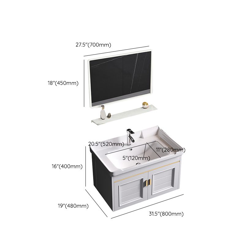 Wall Mounted Sink Vanity Contemporary Metal Bathroom Sink Vanity Clearhalo 'Bathroom Remodel & Bathroom Fixtures' 'Bathroom Vanities' 'bathroom_vanities' 'Home Improvement' 'home_improvement' 'home_improvement_bathroom_vanities' 1200x1200_2f939f61-054e-4a14-bb7d-8335ef51ae82