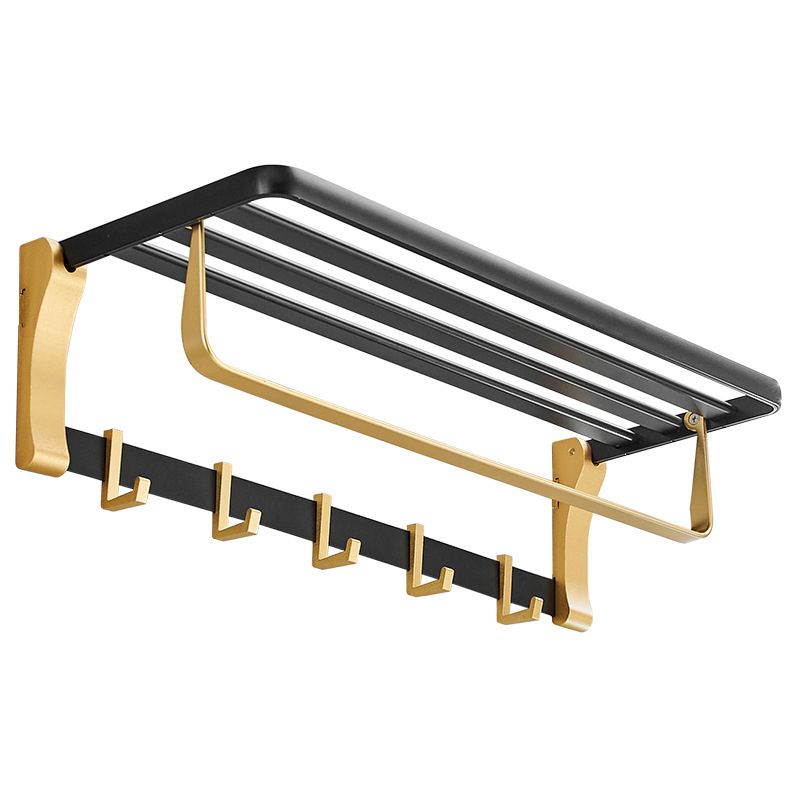 Contemporary Bathroom Accessory Set Black & Golden Bath Shelf/Towel Bar Clearhalo 'Bathroom Hardware Sets' 'Bathroom Hardware' 'Bathroom Remodel & Bathroom Fixtures' 'bathroom_hardware_sets' 'Home Improvement' 'home_improvement' 'home_improvement_bathroom_hardware_sets' 1200x1200_2fa78479-ba1b-4ea2-ae31-7bd151d13765