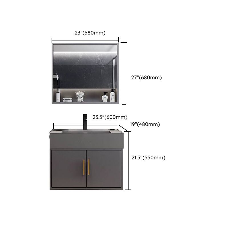 Grey Wall Mount Modern Single-Sink Open Console with Sink Set Clearhalo 'Bathroom Remodel & Bathroom Fixtures' 'Bathroom Vanities' 'bathroom_vanities' 'Home Improvement' 'home_improvement' 'home_improvement_bathroom_vanities' 1200x1200_2fb9ebc9-ca9a-4cd2-b919-ac7815395a41