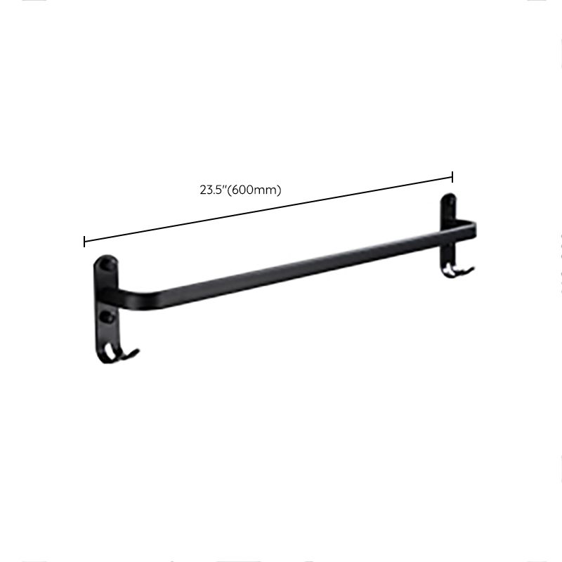 Contemporary Bathroom Accessory Set Black Finish Robe Hooks/Towel Ring Bar Clearhalo 'Bathroom Hardware Sets' 'Bathroom Hardware' 'Bathroom Remodel & Bathroom Fixtures' 'bathroom_hardware_sets' 'Home Improvement' 'home_improvement' 'home_improvement_bathroom_hardware_sets' 1200x1200_301113ee-134a-4ae5-8ff5-3d5fc550f946