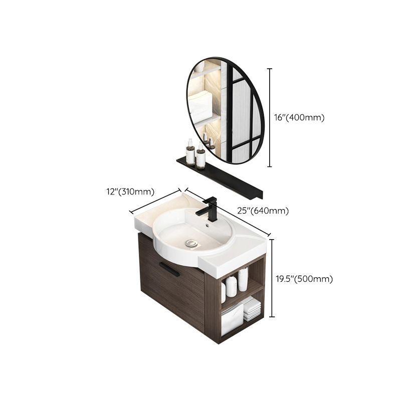 Modern Single Sink Vanity Wall Mount Brown Wooden Vanity Set Clearhalo 'Bathroom Remodel & Bathroom Fixtures' 'Bathroom Vanities' 'bathroom_vanities' 'Home Improvement' 'home_improvement' 'home_improvement_bathroom_vanities' 1200x1200_30236225-3713-46f8-a864-25a9d10ed8b1