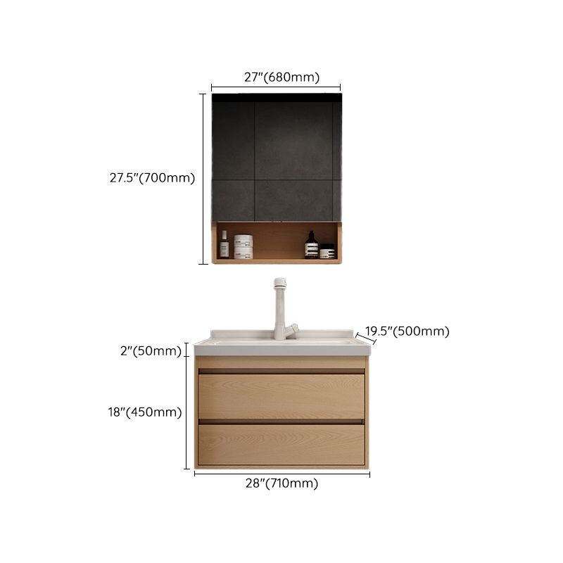 Wall Mount Vanity Mirror Single Sink Rectangle Door Wood Vanity with Drawers Clearhalo 'Bathroom Remodel & Bathroom Fixtures' 'Bathroom Vanities' 'bathroom_vanities' 'Home Improvement' 'home_improvement' 'home_improvement_bathroom_vanities' 1200x1200_30263103-bdd4-4612-8256-cb963986eacc