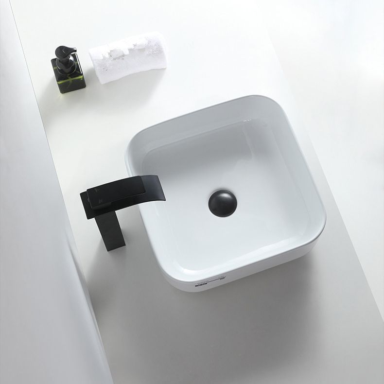 Modern Bathroom Sink Porcelain Rectangular Pop-Up Drain and Drain Assembly Basin Sink Clearhalo 'Bathroom Remodel & Bathroom Fixtures' 'Bathroom Sinks & Faucet Components' 'Bathroom Sinks' 'bathroom_sink' 'Home Improvement' 'home_improvement' 'home_improvement_bathroom_sink' 1200x1200_30314a36-5ad6-420d-9909-aa09b9b486d1