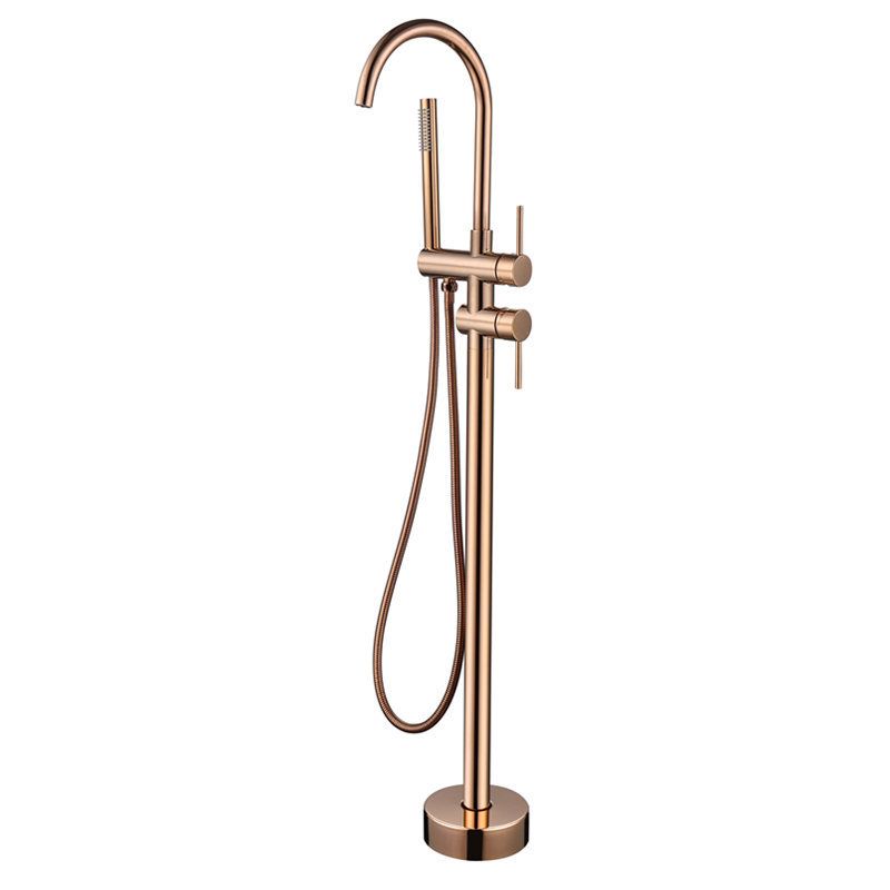 Floor Mounted Metal Freestanding Tub Filler High Arc Freestanding Faucet Clearhalo 'Bathroom Remodel & Bathroom Fixtures' 'Bathtub Faucets' 'bathtub_faucets' 'Home Improvement' 'home_improvement' 'home_improvement_bathtub_faucets' 1200x1200_30335138-0114-4f58-8917-e90eb6104900