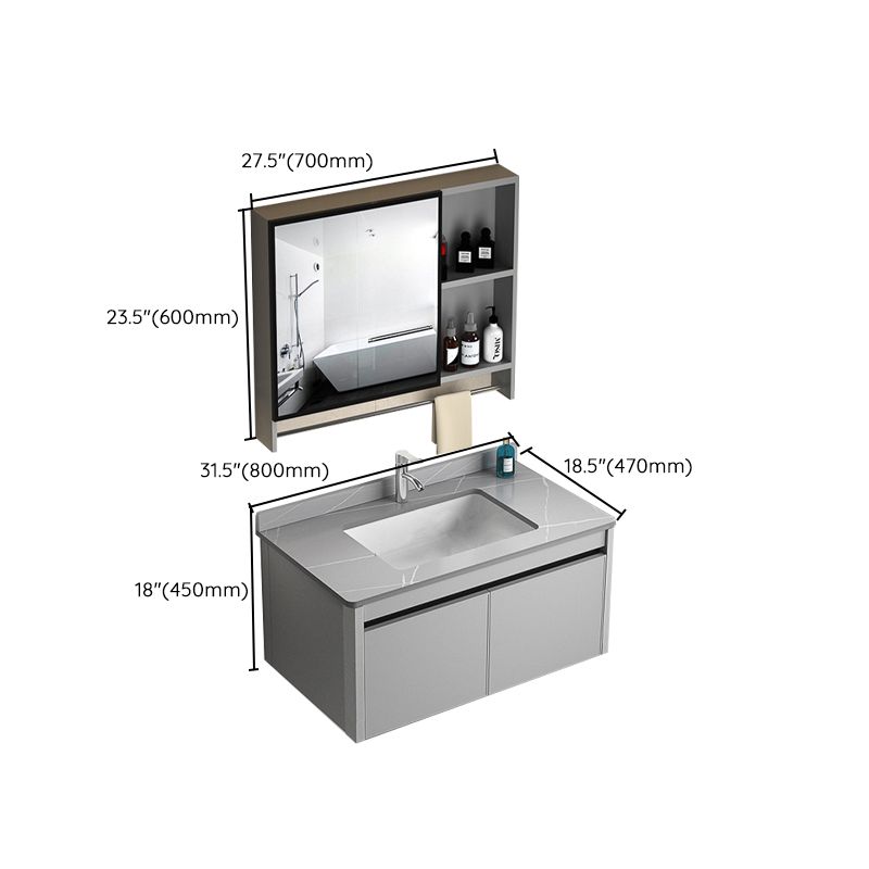 Single Sink Bathroom Vanity Modern Gray Rectangular Bath Vanity Clearhalo 'Bathroom Remodel & Bathroom Fixtures' 'Bathroom Vanities' 'bathroom_vanities' 'Home Improvement' 'home_improvement' 'home_improvement_bathroom_vanities' 1200x1200_30480226-3eb6-4c76-90a6-085b75dd59cc