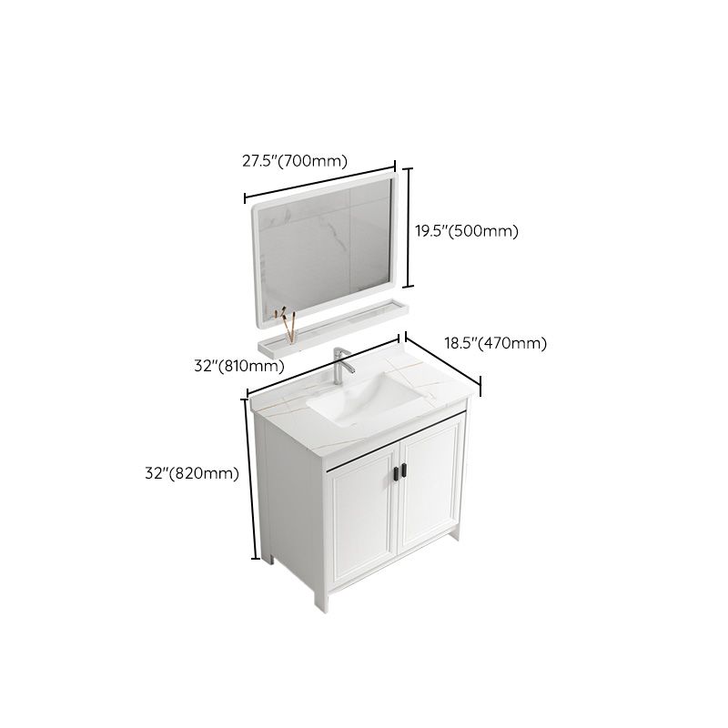 Rectangular Modern Bathroom Vanity White Stone Single Freestanding Vanity Set Clearhalo 'Bathroom Remodel & Bathroom Fixtures' 'Bathroom Vanities' 'bathroom_vanities' 'Home Improvement' 'home_improvement' 'home_improvement_bathroom_vanities' 1200x1200_30531722-a5f4-490c-b540-655eebf58217