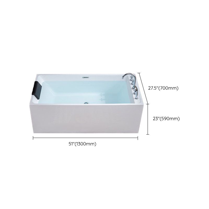 Modern White Rectangle Acrylic Bathtub Freestanding Soaking Bathtub with Drain Bath Tub Clearhalo 'Bathroom Remodel & Bathroom Fixtures' 'Bathtubs' 'Home Improvement' 'home_improvement' 'home_improvement_bathtubs' 'Showers & Bathtubs' 1200x1200_306924a1-127f-44b1-854d-574e12a40974