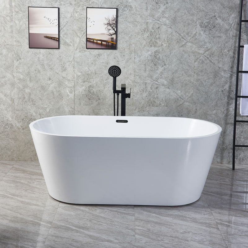 White Oval Bath Tub for Bathroom Soaking Stand Alone Tub with Drain Clearhalo 'Bathroom Remodel & Bathroom Fixtures' 'Bathtubs' 'Home Improvement' 'home_improvement' 'home_improvement_bathtubs' 'Showers & Bathtubs' 1200x1200_3075f71f-a298-4361-9a11-8b44aa452457