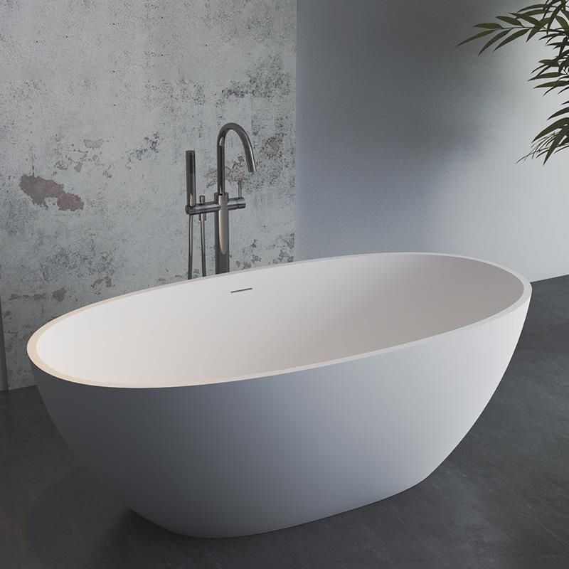 22.05-inch Tall Stone Oval Bathtub Soaking Freestanding Bath Clearhalo 'Bathroom Remodel & Bathroom Fixtures' 'Bathtubs' 'Home Improvement' 'home_improvement' 'home_improvement_bathtubs' 'Showers & Bathtubs' 1200x1200_309703a7-20e5-4440-b98e-3ea640eb6391