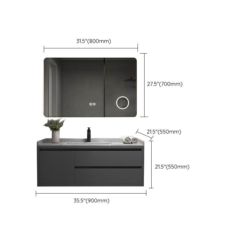 Wall Mount Modern Grey Bath Vanity with Mirror Faucet Sink for Bathroom Clearhalo 'Bathroom Remodel & Bathroom Fixtures' 'Bathroom Vanities' 'bathroom_vanities' 'Home Improvement' 'home_improvement' 'home_improvement_bathroom_vanities' 1200x1200_30986f42-c7d1-41a9-ac5e-a2ff520b8581