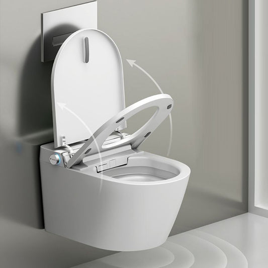 Simplicity Wall Mounted Bidet Elongated Foot Sensor Ceramic Heated Seat Clearhalo 'Bathroom Remodel & Bathroom Fixtures' 'Bidets' 'Home Improvement' 'home_improvement' 'home_improvement_bidets' 'Toilets & Bidets' 1200x1200_30cd89b7-b748-4b31-a607-ebf6c1503d64