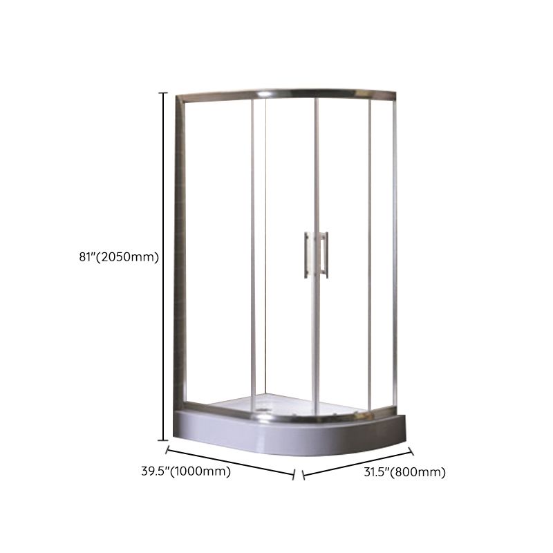 Corner Tempered Glass Shower Kit Silver Semi-Frameless Shower Kit Clearhalo 'Bathroom Remodel & Bathroom Fixtures' 'Home Improvement' 'home_improvement' 'home_improvement_shower_stalls_enclosures' 'Shower Stalls & Enclosures' 'shower_stalls_enclosures' 'Showers & Bathtubs' 1200x1200_30d85b65-361d-4fcf-a96d-0884ffaef7d3