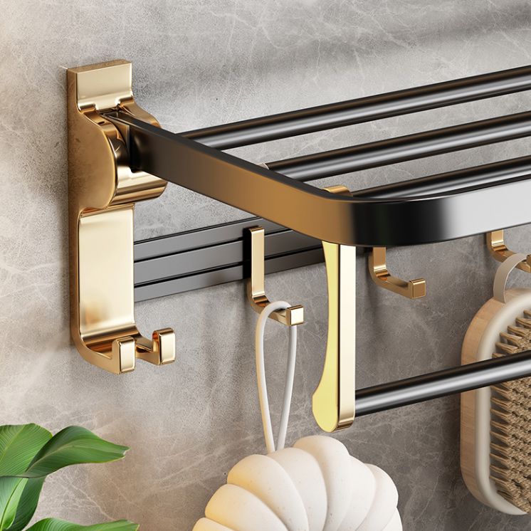 Black and Brass Bathroom Accessory Set Contemporary Bath Set with Bath Shelf/Towel Bar Clearhalo 'Bathroom Hardware Sets' 'Bathroom Hardware' 'Bathroom Remodel & Bathroom Fixtures' 'bathroom_hardware_sets' 'Home Improvement' 'home_improvement' 'home_improvement_bathroom_hardware_sets' 1200x1200_30e89a98-f551-4c02-81b8-7bfe33e4647d