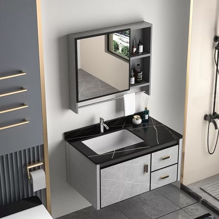 Single Bathroom Vanity Glam Gray Metal Frame Rectangular Wall Mount Vanity Set Clearhalo 'Bathroom Remodel & Bathroom Fixtures' 'Bathroom Vanities' 'bathroom_vanities' 'Home Improvement' 'home_improvement' 'home_improvement_bathroom_vanities' 1200x1200_30ff16a9-6f18-482e-a60a-3936e0a53ba8