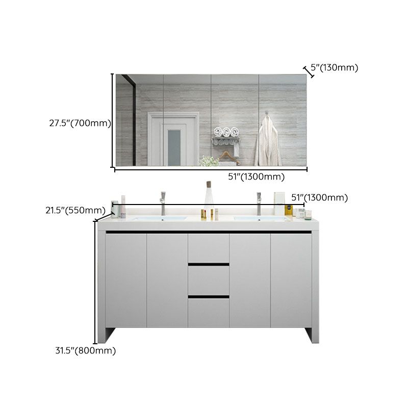 Modern White Wood Sink Vanity Faucet Included with Mirror for Bathroom Clearhalo 'Bathroom Remodel & Bathroom Fixtures' 'Bathroom Vanities' 'bathroom_vanities' 'Home Improvement' 'home_improvement' 'home_improvement_bathroom_vanities' 1200x1200_311f096e-e936-44ca-8933-9c669c94eab7