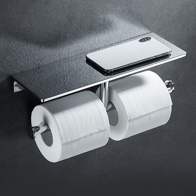 Contemporary 2-Piece Bathroom Set in Stainless Steel Polished Chrome Paper Holder Clearhalo 'Bathroom Hardware Sets' 'Bathroom Hardware' 'Bathroom Remodel & Bathroom Fixtures' 'bathroom_hardware_sets' 'Home Improvement' 'home_improvement' 'home_improvement_bathroom_hardware_sets' 1200x1200_313e6e64-a04a-402d-bda6-b9ec33bdbbbd