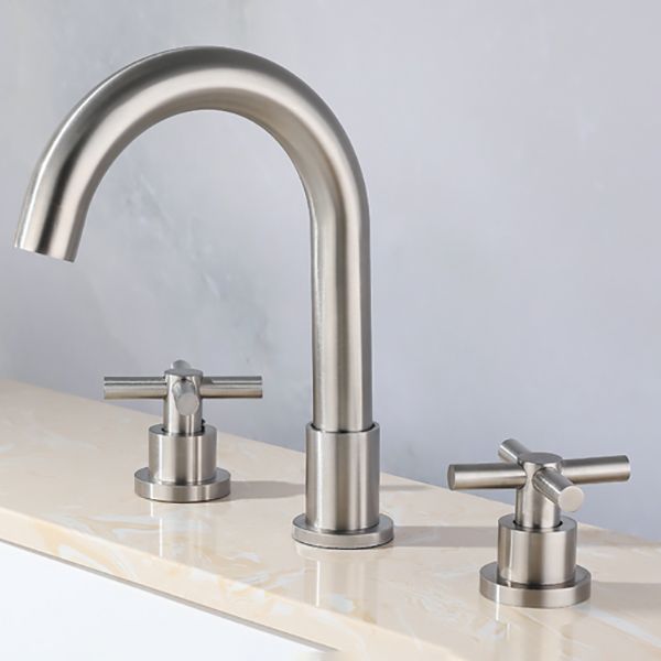 Stainless Steel Sink Faucet Circular Cross Handles Faucet for Bathroom Clearhalo 'bathroom_sink_faucets' 'Conjunta de Baño y Conjunta de Grifo' 'Coronamiento de Baño y Dispositivo de Baño' 'Grifo del lavabo del baño' 'Hogar' 'home_improvement' 'home_improvement_bathroom_sink_faucets' 'Mejoras para el hogar' 1200x1200_3177f198-ed3a-4fcc-a3b5-b9786c586633