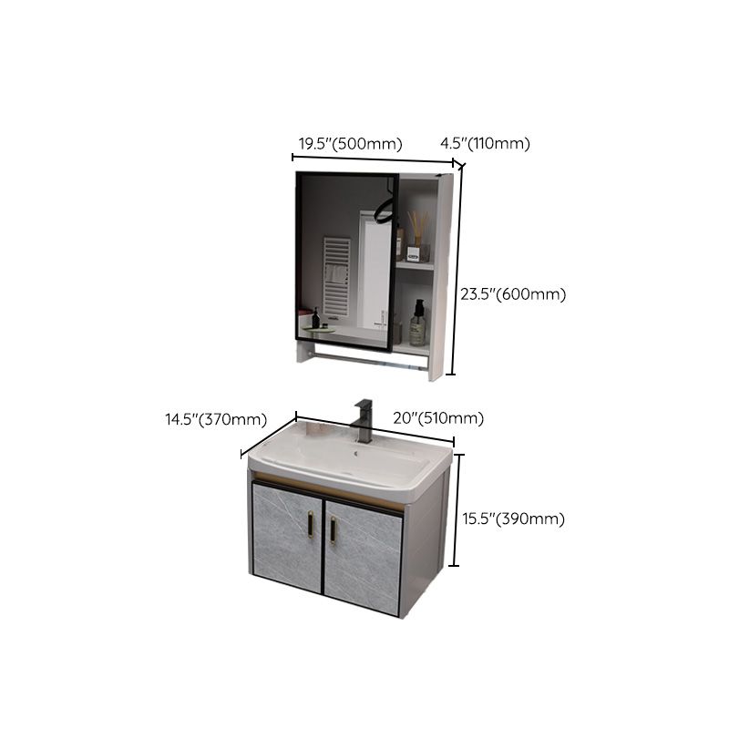 Glam Metal Sink Vanity Wall Mount Bathroom Vanity Set with Mirror Clearhalo 'Bathroom Remodel & Bathroom Fixtures' 'Bathroom Vanities' 'bathroom_vanities' 'Home Improvement' 'home_improvement' 'home_improvement_bathroom_vanities' 1200x1200_318a6c24-6128-4c49-ba26-f3e6844d0ad4