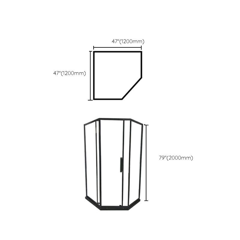 Contemporary Shower Enclosure Neo-Angle Semi-Frameless Clear Shower Enclosure Clearhalo 'Bathroom Remodel & Bathroom Fixtures' 'Home Improvement' 'home_improvement' 'home_improvement_shower_stalls_enclosures' 'Shower Stalls & Enclosures' 'shower_stalls_enclosures' 'Showers & Bathtubs' 1200x1200_3195cfed-b556-4f5f-b5a3-92bf573f4a0d