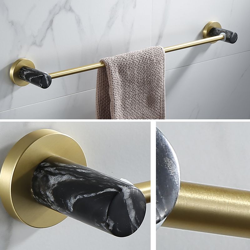 Contemporary Golden Bath Hardware Set Brass& Marble Bathroom Accessory Kit Clearhalo 'Bathroom Hardware Sets' 'Bathroom Hardware' 'Bathroom Remodel & Bathroom Fixtures' 'bathroom_hardware_sets' 'Home Improvement' 'home_improvement' 'home_improvement_bathroom_hardware_sets' 1200x1200_31a503c9-d70e-4b56-99f2-b3fa6052ec55