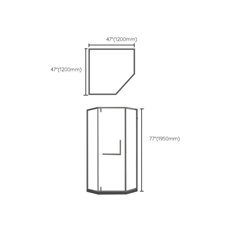 Contemporary Black Shower Enclosure Neo-Angle Semi-Frameless Clear Shower Enclosure Clearhalo 'Bathroom Remodel & Bathroom Fixtures' 'Home Improvement' 'home_improvement' 'home_improvement_shower_stalls_enclosures' 'Shower Stalls & Enclosures' 'shower_stalls_enclosures' 'Showers & Bathtubs' 1200x1200_3229e870-eb8f-4124-b798-e120f047a2f4