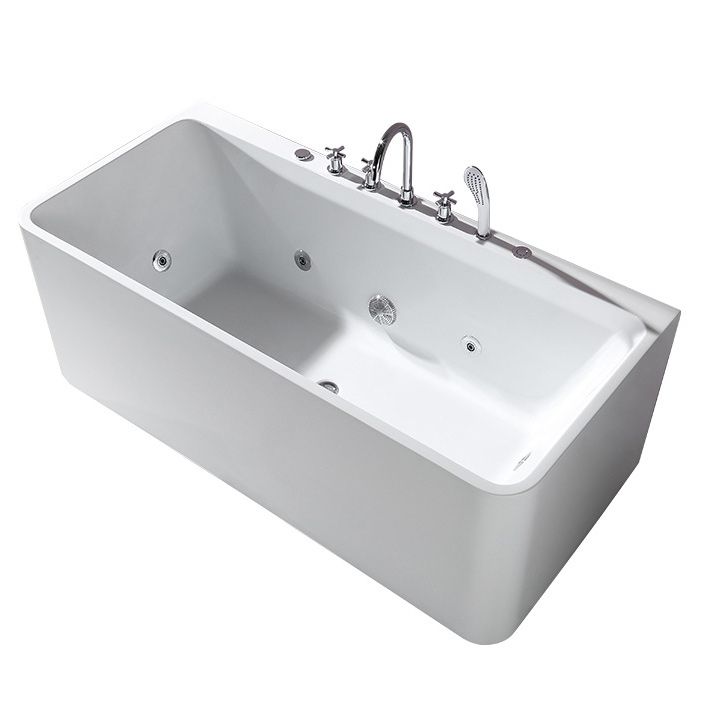 White Acrylic Rectangular Bath Tub Whirlpool Stand Alone Tub with Faucet Clearhalo 'Bathroom Remodel & Bathroom Fixtures' 'Bathtubs' 'Home Improvement' 'home_improvement' 'home_improvement_bathtubs' 'Showers & Bathtubs' 1200x1200_322e9a36-db2f-46ec-978b-eb686b613f6d