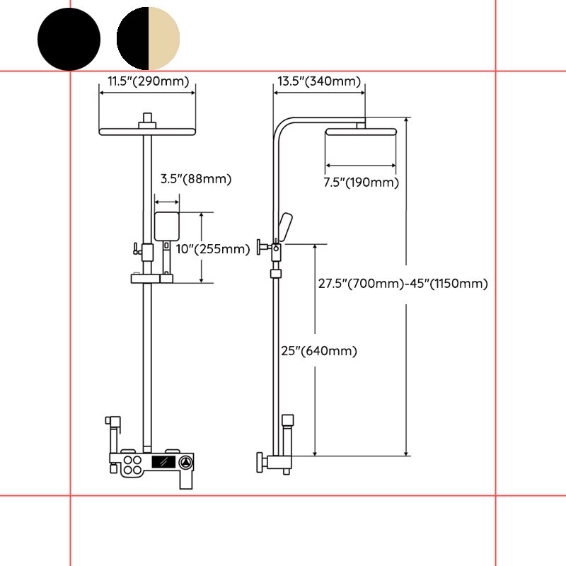 Shower Trim Square Handheld Shower Head Massage Jet Shower System Clearhalo 'Bathroom Remodel & Bathroom Fixtures' 'Home Improvement' 'home_improvement' 'home_improvement_shower_faucets' 'Shower Faucets & Systems' 'shower_faucets' 'Showers & Bathtubs Plumbing' 'Showers & Bathtubs' 1200x1200_3231be20-1172-47e0-840a-bed93af55648