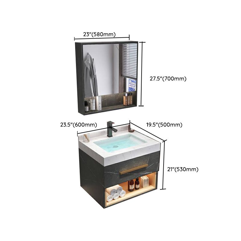 Wall Mount Single-Sink Modern Black Open Console with Sink Set Clearhalo 'Bathroom Remodel & Bathroom Fixtures' 'Bathroom Vanities' 'bathroom_vanities' 'Home Improvement' 'home_improvement' 'home_improvement_bathroom_vanities' 1200x1200_325bfaa3-e151-4bc9-b7fc-6ad69263123d