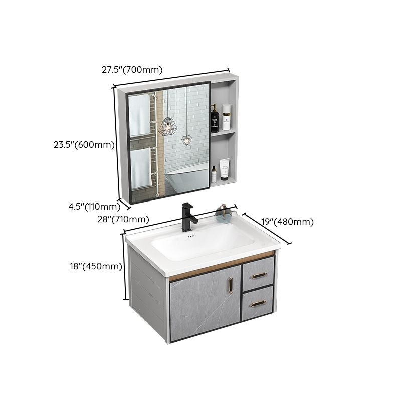 Single Bathroom Vanity Glam Gray Metal Frame Rectangular Wall Mount Vanity Set Clearhalo 'Bathroom Remodel & Bathroom Fixtures' 'Bathroom Vanities' 'bathroom_vanities' 'Home Improvement' 'home_improvement' 'home_improvement_bathroom_vanities' 1200x1200_325e5992-194d-4eba-9927-e535f6b2a5de