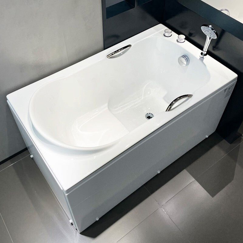 White Acrylic Bathtub Soaking Rectangular Modern Back to Wall Bath Clearhalo 'Bathroom Remodel & Bathroom Fixtures' 'Bathtubs' 'Home Improvement' 'home_improvement' 'home_improvement_bathtubs' 'Showers & Bathtubs' 1200x1200_32695ee7-3755-4fb3-b92f-d39e761f7e3c