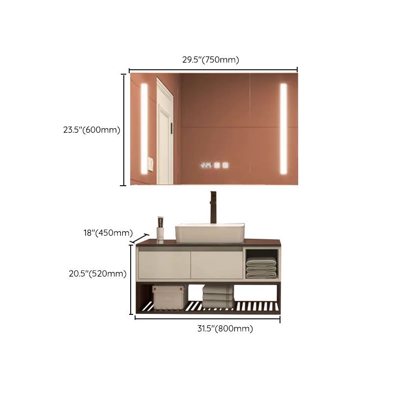 Modern Bathroom Sink Vanity Limestone Top Faucet and Shelving Included Clearhalo 'Bathroom Remodel & Bathroom Fixtures' 'Bathroom Vanities' 'bathroom_vanities' 'Home Improvement' 'home_improvement' 'home_improvement_bathroom_vanities' 1200x1200_32725a0d-708c-4f75-b781-c40d3982dfff