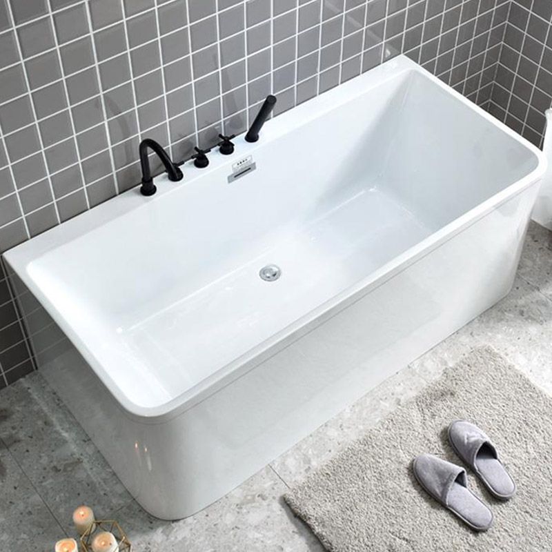 Rectangle Modern White Acrylic Bathtub Back to Wall with Drain and Massage Device Bath Tub Clearhalo 'Bathroom Remodel & Bathroom Fixtures' 'Bathtubs' 'Home Improvement' 'home_improvement' 'home_improvement_bathtubs' 'Showers & Bathtubs' 1200x1200_32788895-3026-4157-92b4-42c2b7d4301f