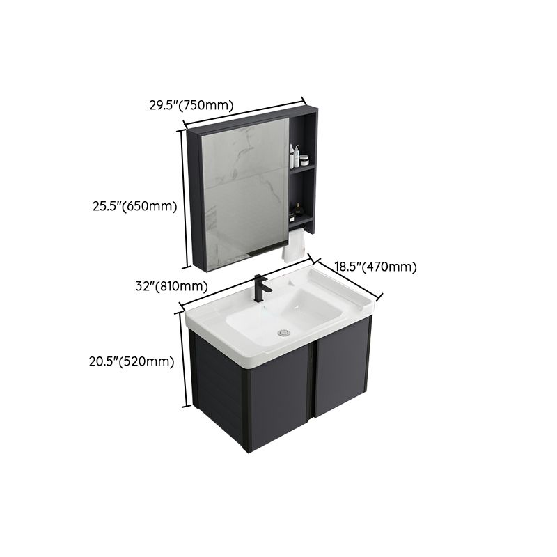 Wall Mount Modern Single-Sink Open Console with Sink Set with Soft Close Door Clearhalo 'Bathroom Remodel & Bathroom Fixtures' 'Bathroom Vanities' 'bathroom_vanities' 'Home Improvement' 'home_improvement' 'home_improvement_bathroom_vanities' 1200x1200_32876ba2-6be0-44a3-b5f6-3e1d24e716c9