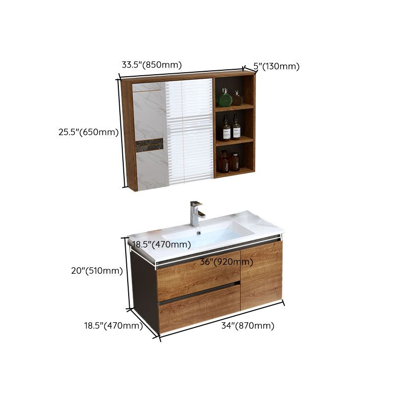 2 Drawers Vanity Wood Frame Freestanding Shelving Included Mirror Single Sink Vanity Clearhalo 'Bathroom Remodel & Bathroom Fixtures' 'Bathroom Vanities' 'bathroom_vanities' 'Home Improvement' 'home_improvement' 'home_improvement_bathroom_vanities' 1200x1200_32b56f12-0ec5-4f82-a63c-ff3fe89610fd