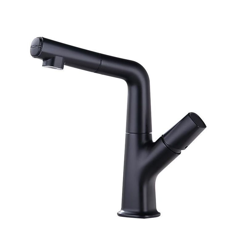 Centerset Lavatory Faucet Contemporary Pull-out Faucet with One Knob Handle Clearhalo 'bathroom_sink_faucets' 'Conjunta de Baño y Conjunta de Grifo' 'Coronamiento de Baño y Dispositivo de Baño' 'Grifo del lavabo del baño' 'Hogar' 'home_improvement' 'home_improvement_bathroom_sink_faucets' 'Mejoras para el hogar' 1200x1200_32cce038-da4d-4e24-ad8a-54a19473cc85