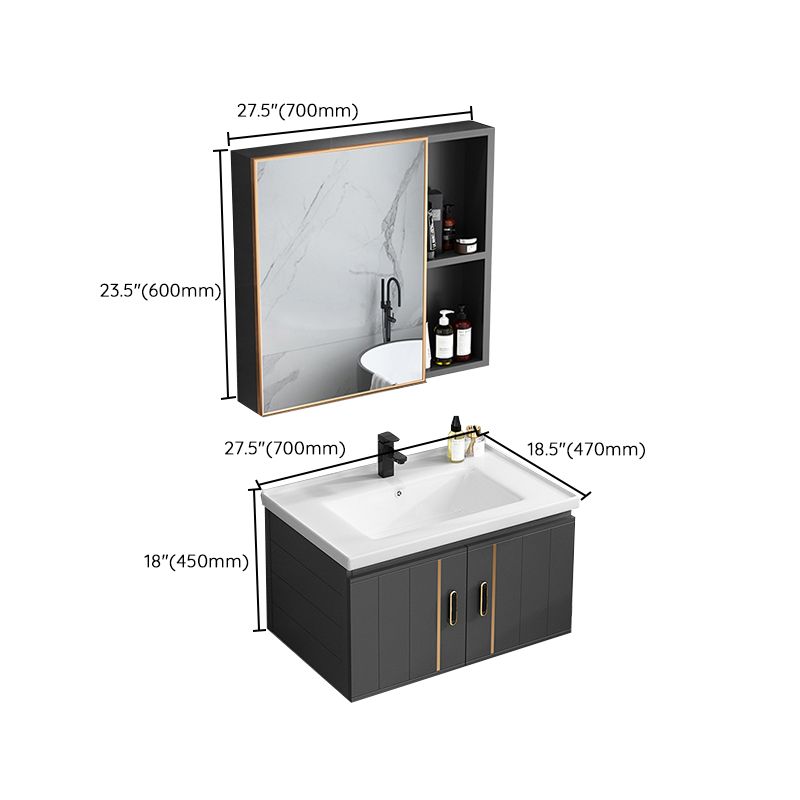 Modern Single Sink Vanity Black Ceramic Bath Vanity with Soft Close Door Clearhalo 'Bathroom Remodel & Bathroom Fixtures' 'Bathroom Vanities' 'bathroom_vanities' 'Home Improvement' 'home_improvement' 'home_improvement_bathroom_vanities' 1200x1200_32d9f59a-5ebd-4c64-a4f0-2d5d6e60648a
