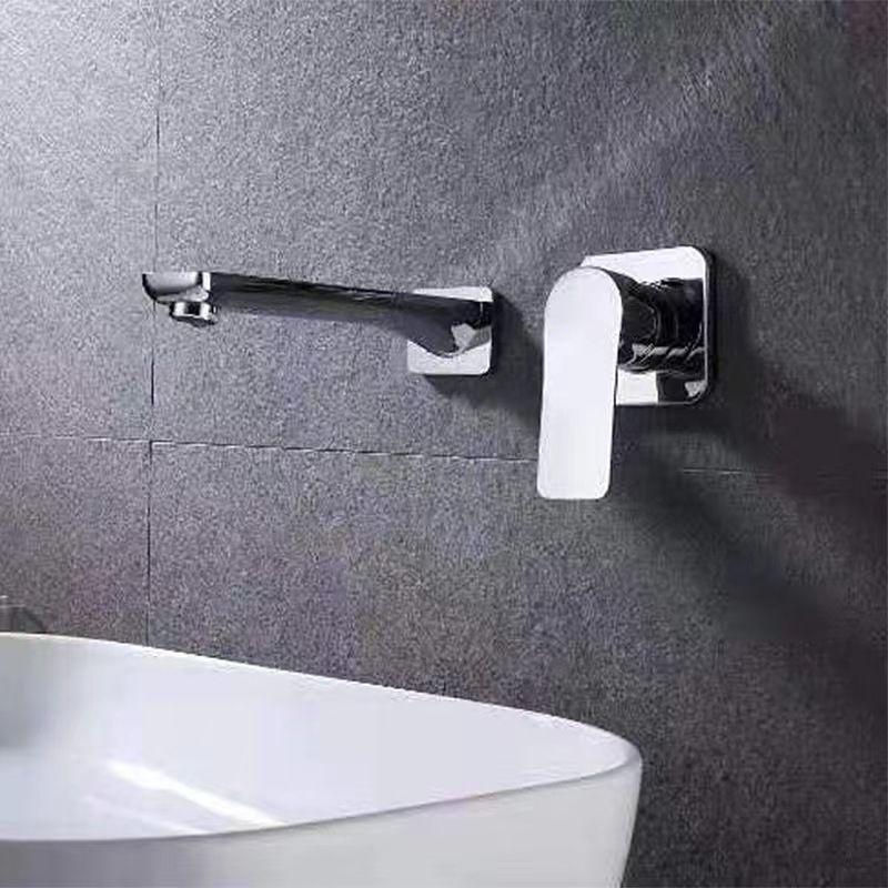 Contemporary Style Faucets Wall Mounted Bathroom Faucet with Lever Handles Clearhalo 'Bathroom Remodel & Bathroom Fixtures' 'Bathroom Sink Faucets' 'Bathroom Sinks & Faucet Components' 'bathroom_sink_faucets' 'Home Improvement' 'home_improvement' 'home_improvement_bathroom_sink_faucets' 1200x1200_32eb6e41-a8de-48d0-9f9f-d8b742d97aea