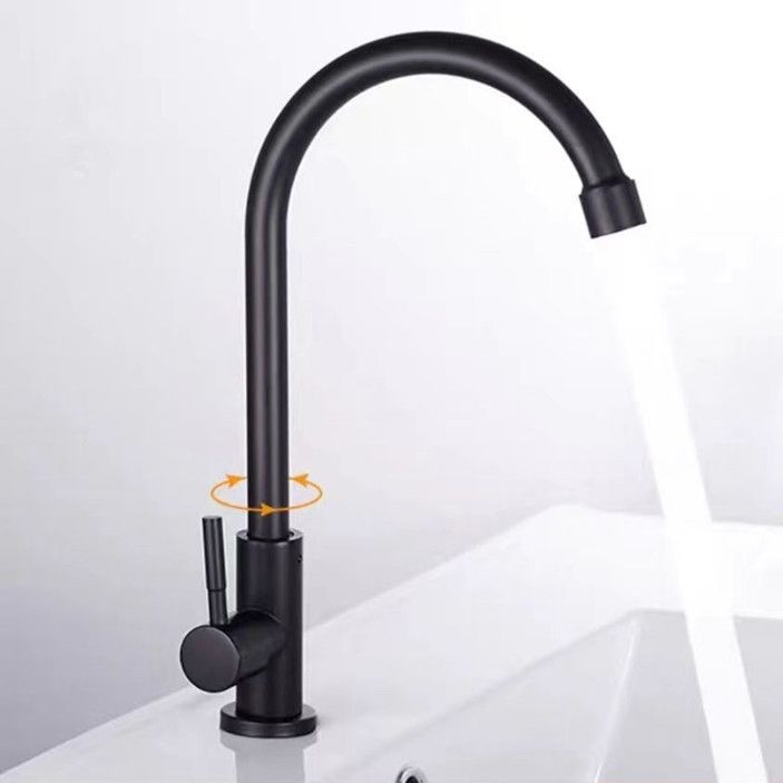 Traditional 1-Handle Faucets Black and Silver Stainless Steel Gooseneck Faucets Clearhalo 'Home Improvement' 'home_improvement' 'home_improvement_kitchen_faucets' 'Kitchen Faucets' 'Kitchen Remodel & Kitchen Fixtures' 'Kitchen Sinks & Faucet Components' 'kitchen_faucets' 1200x1200_330df193-efc0-434c-a9db-2e551a9f4fd7