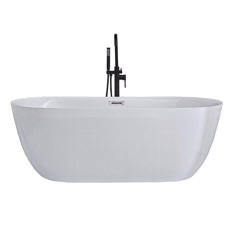 Modern Ellipse Acrylic Bathtub Freestanding Soaking Bathtub with Overflow Hole Clearhalo 'Bathroom Remodel & Bathroom Fixtures' 'Bathtubs' 'Home Improvement' 'home_improvement' 'home_improvement_bathtubs' 'Showers & Bathtubs' 1200x1200_33354783-27e6-4385-b782-193be42a43c3