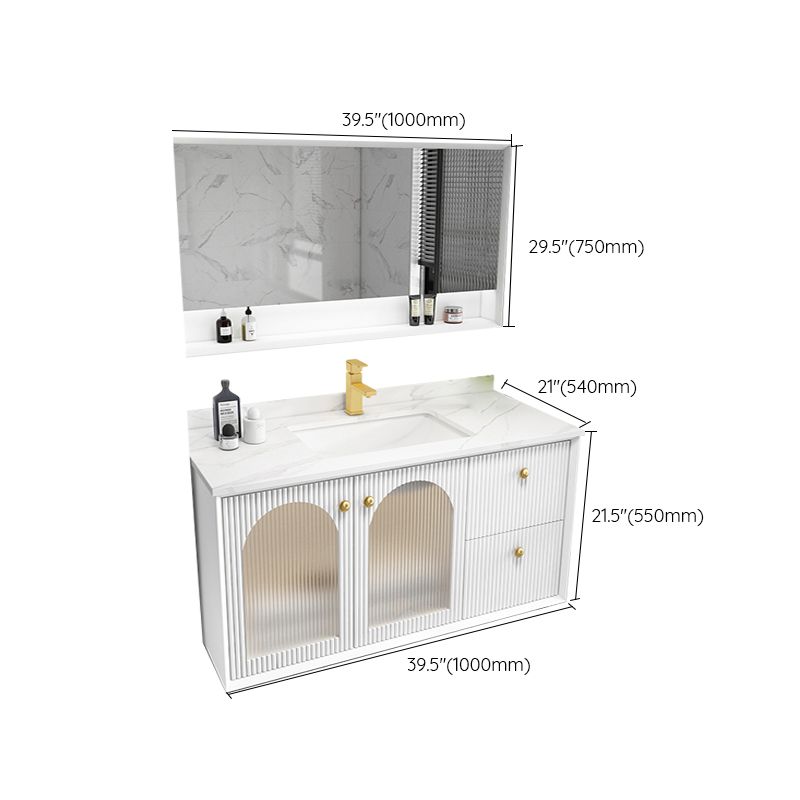 Waterproof Bathroom Vanity Rectangle Single Sink Wood Frame Wall-Mounted Drawers Vanity Clearhalo 'Bathroom Remodel & Bathroom Fixtures' 'Bathroom Vanities' 'bathroom_vanities' 'Home Improvement' 'home_improvement' 'home_improvement_bathroom_vanities' 1200x1200_33435928-5e3a-4f49-9363-54081948600f