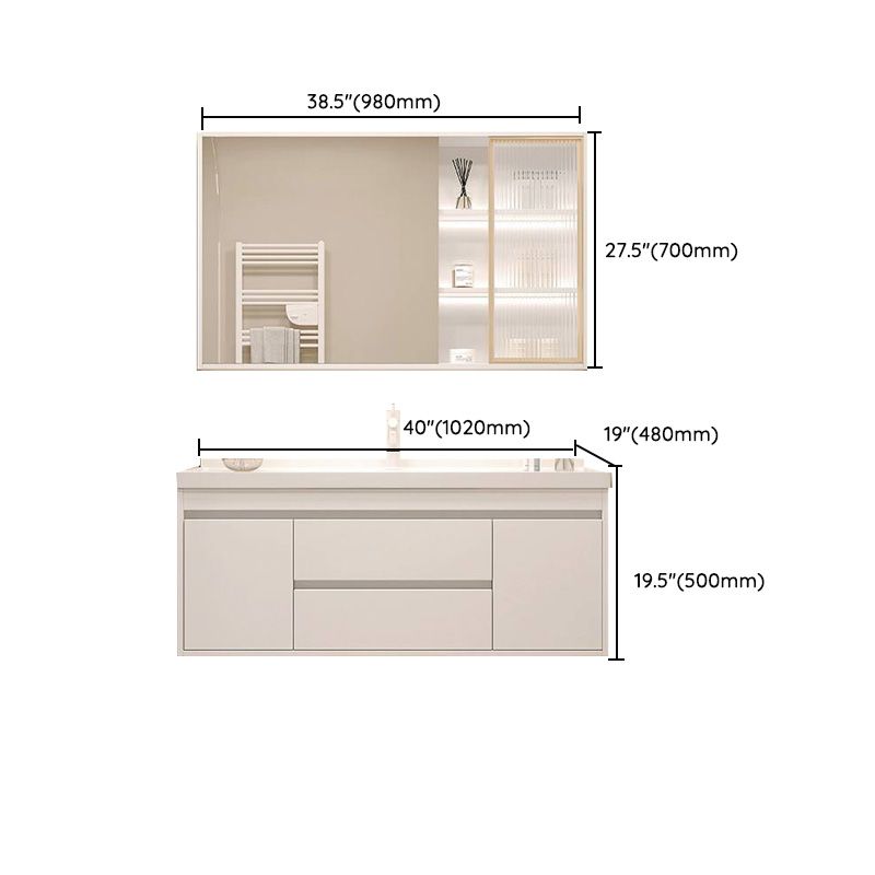 White Bathroom Vanity Wood Frame Mirror Waterproof Single Sink Overflow with 2 Drawers Clearhalo 'Bathroom Remodel & Bathroom Fixtures' 'Bathroom Vanities' 'bathroom_vanities' 'Home Improvement' 'home_improvement' 'home_improvement_bathroom_vanities' 1200x1200_3355454a-edf6-49dc-9ce2-5d72ffbd26ea