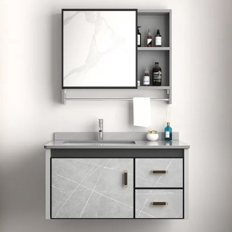 Single Bathroom Vanity Glam Gray Metal Frame Rectangular Wall Mount Vanity Set Clearhalo 'Bathroom Remodel & Bathroom Fixtures' 'Bathroom Vanities' 'bathroom_vanities' 'Home Improvement' 'home_improvement' 'home_improvement_bathroom_vanities' 1200x1200_3356555f-9f9e-4774-8c94-f4ad1053fbef